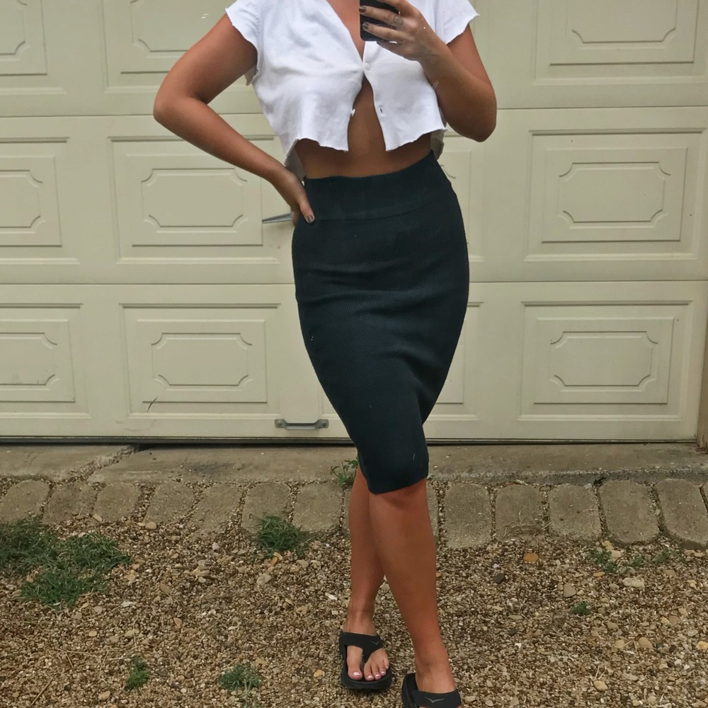 Forever 21 dark turquoise pencil sweater skirt.